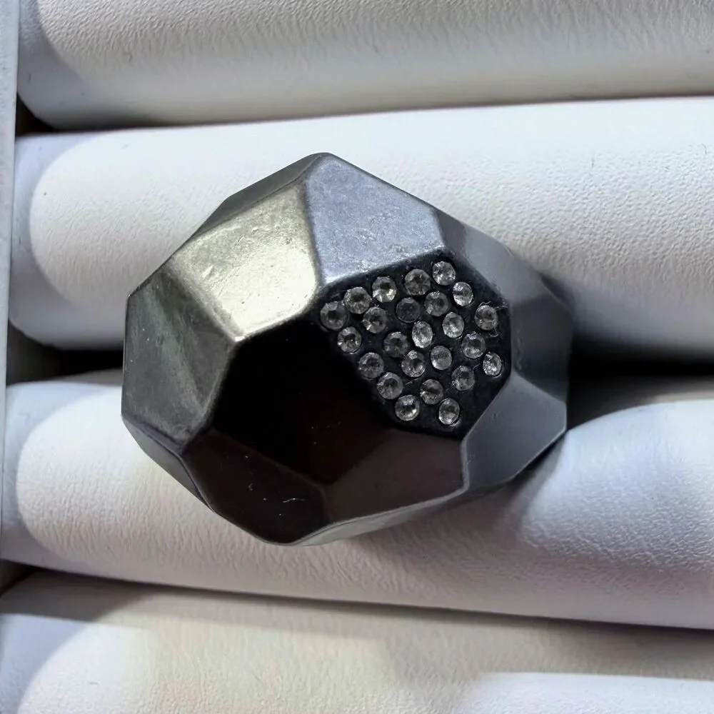 Lia Sophia Kiam Family Gunmetal Faceted Statement Ring